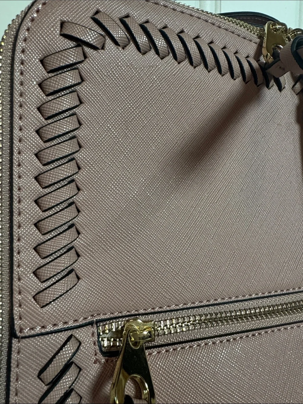 CALPAK Dusty Rose Whipstitch Laptop Backpack  pockets New